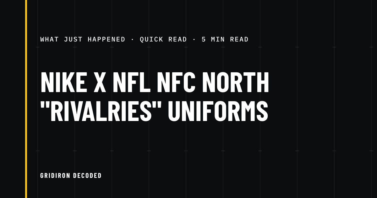NFC North “Rivalries” uniforms are built on the schedule, not the drama