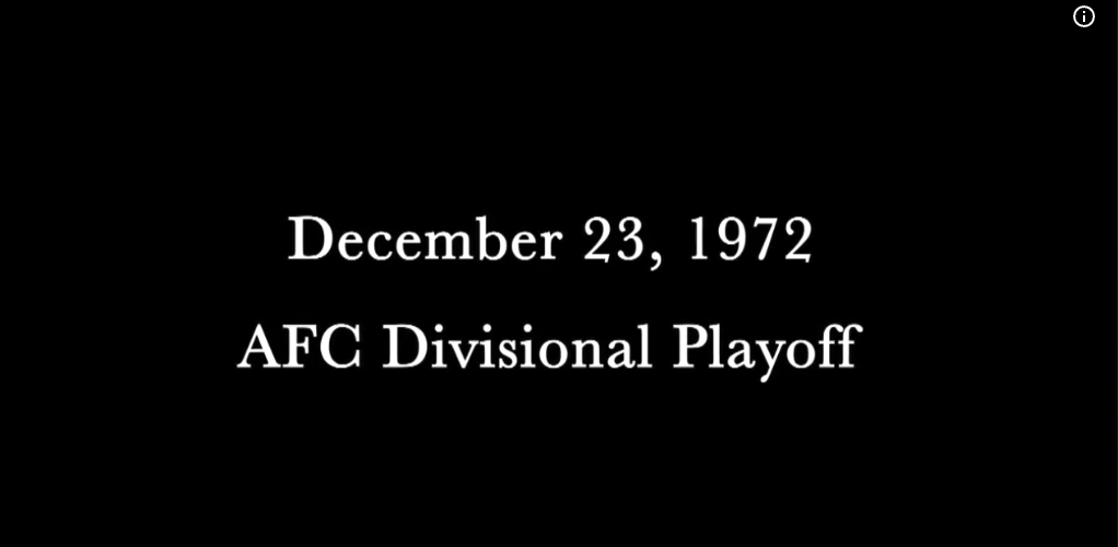 Raiders vs Steelers screen grab of a still from the NFL YouTube video on the 'Immaculate Reception'