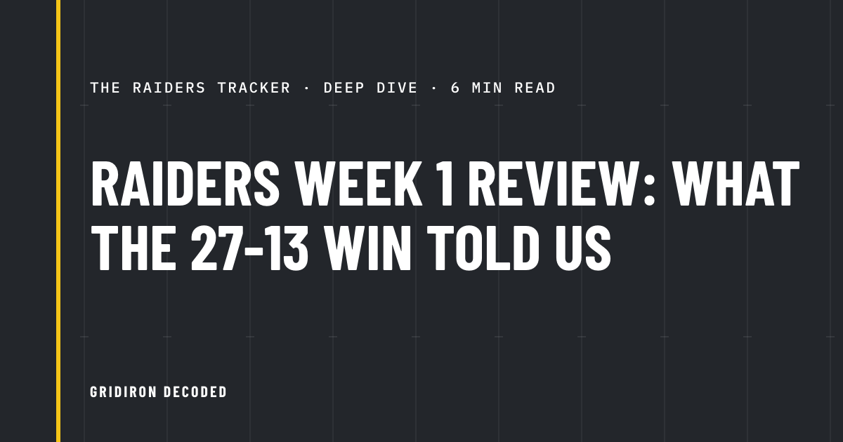 Raiders Week 1 Review: what the 27-13 win actually told us