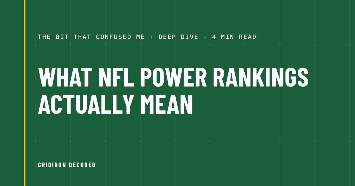 I thought the NFL power rankings were official. They’re not.